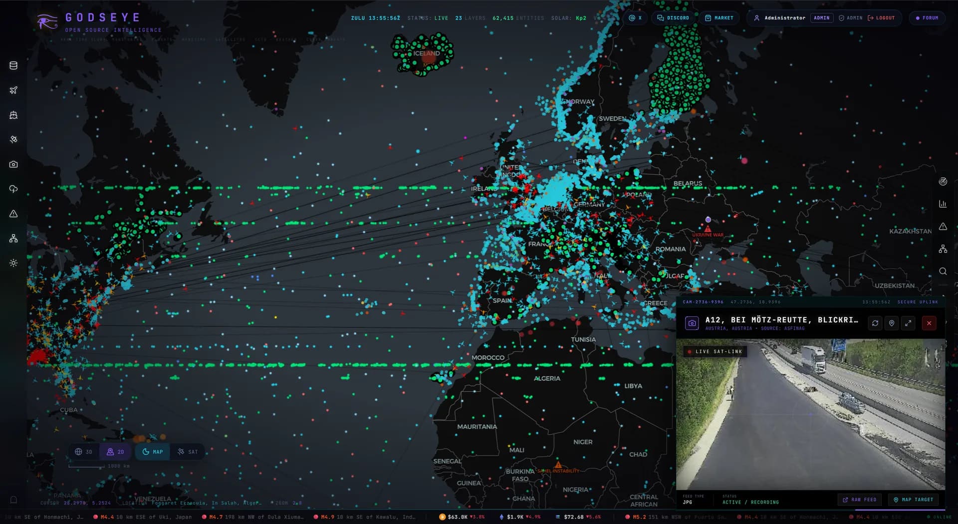GodsEYE live CCTV integration β streaming a highway camera directly from the map